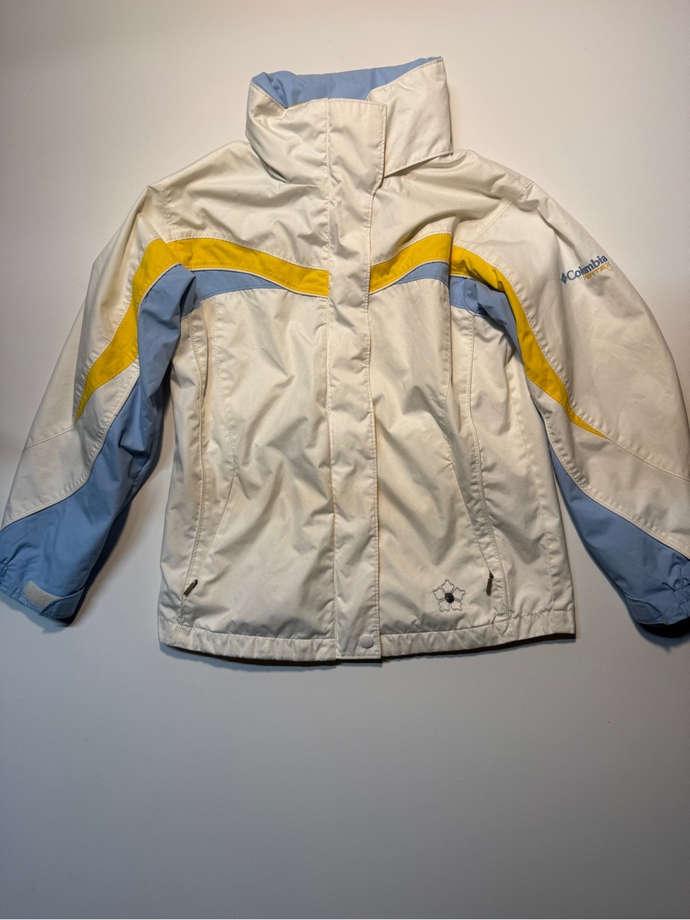 Columbia Kids Cream, Light Blue & Yellow Ski Jacket